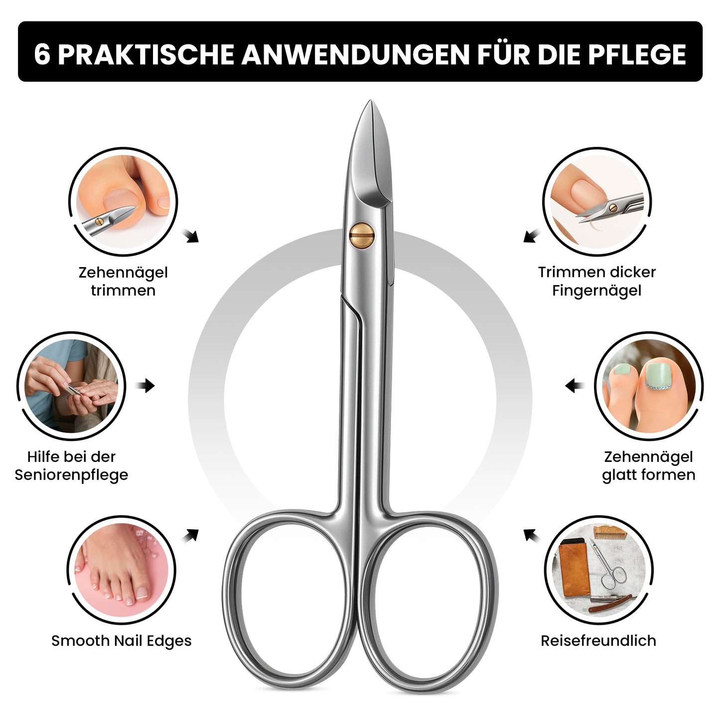 Fußnagelschere - extra langen Griffen - maximale Übertragung