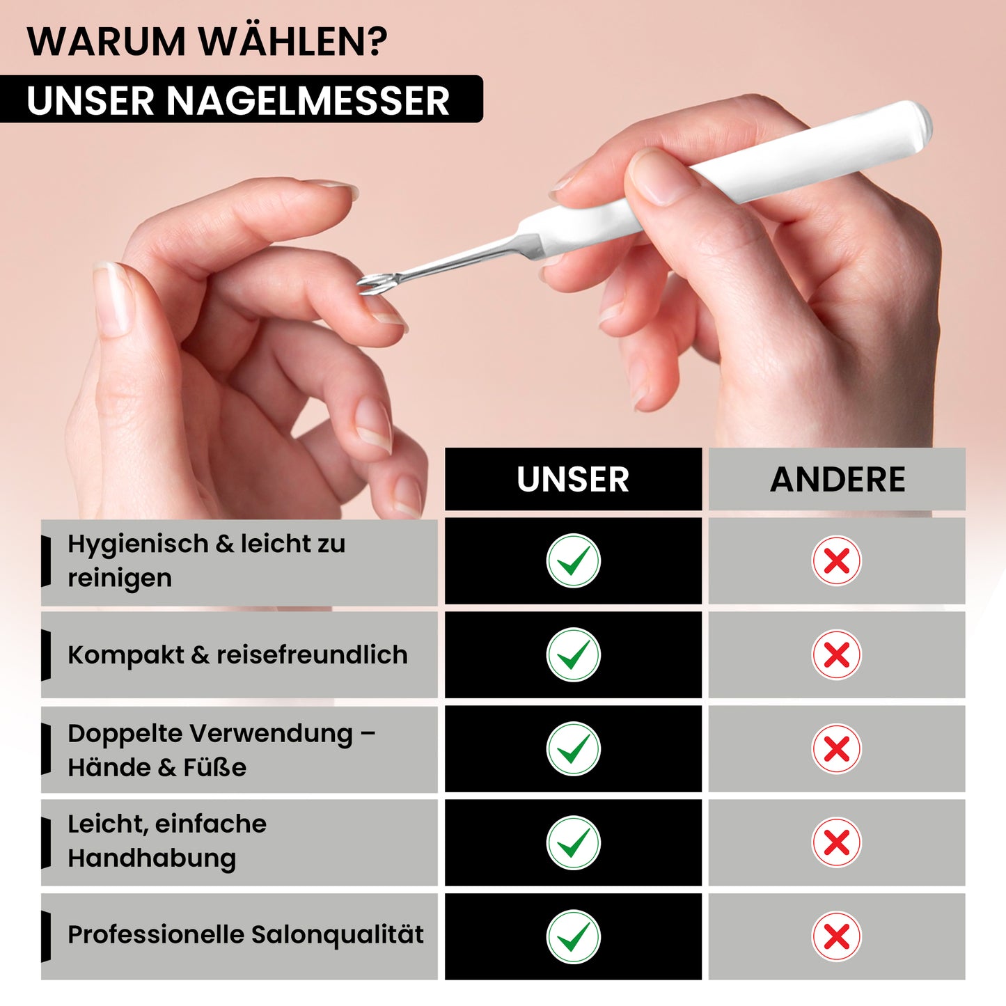 Nagelhautmesser V-förmig aus rostfreiem Edelstahl