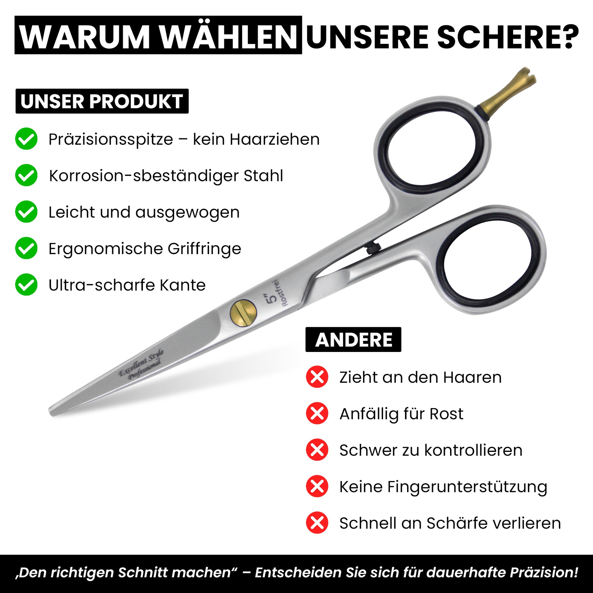 Profi Haarschere – Premium Friseurschere, ergonomischer Griff, Mikroverzahnung