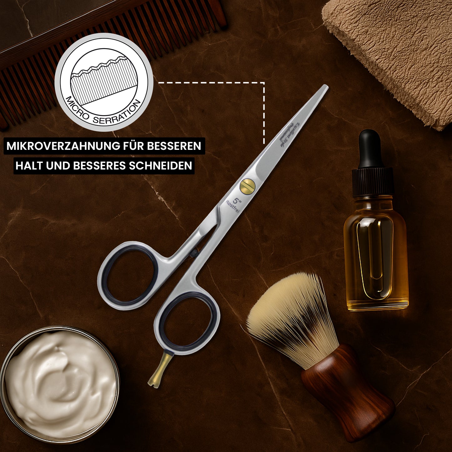 Profi Haarschere – Premium Friseurschere, ergonomischer Griff, Mikroverzahnung