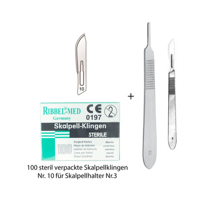 Skalpellgriff Griff Nr. 3 + Skalpellhalter Klingen Nr. 10 für Griff Nr. 3