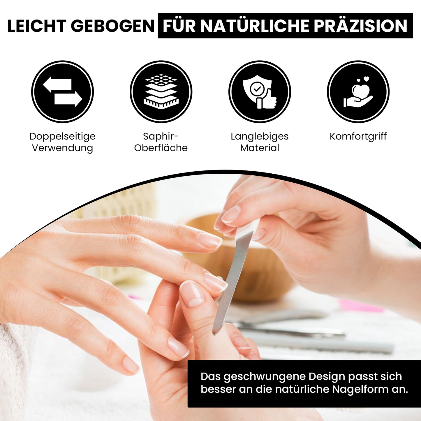 Solinger Saphir-Hohlnagelfeile - leicht innen gebogen