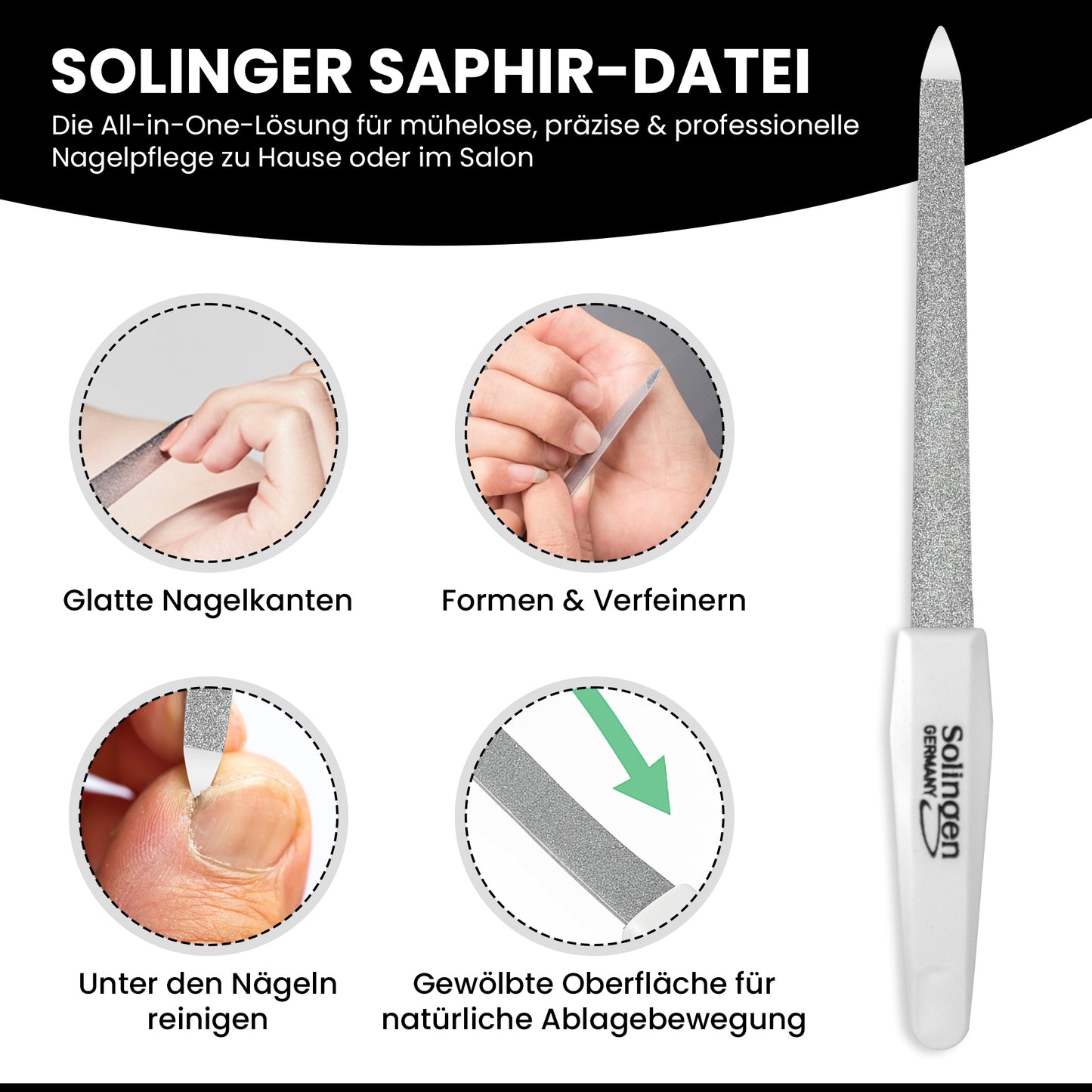 Solinger Saphir-Hohlnagelfeile - leicht innen gebogen