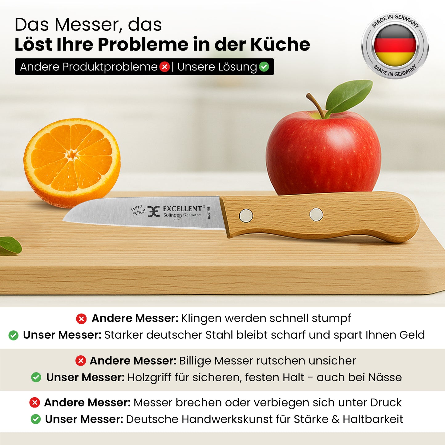 Solinger Küchenmesser - gerade Schneide