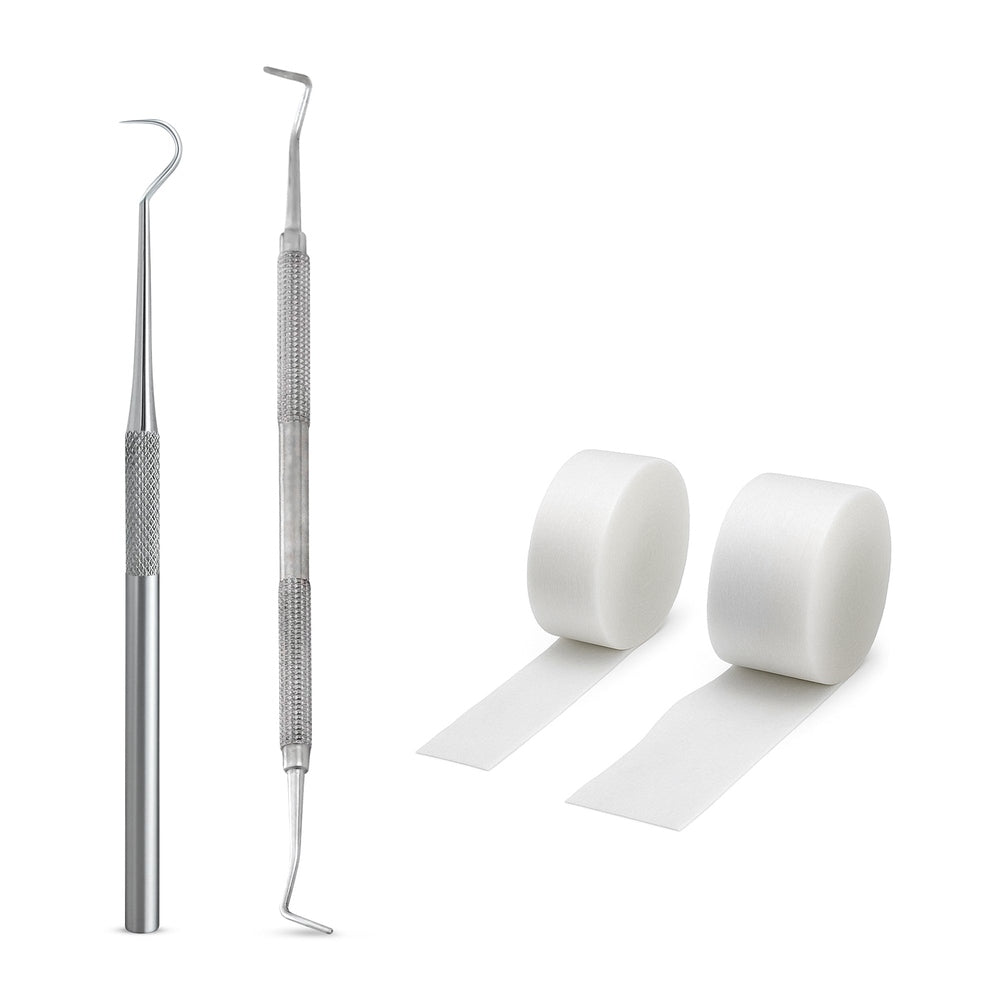Tamponadensonde & Wattehaken für eingewachsene Fußnägel – Set mit 2 Tamponaden – Nagelpflege-Instrument aus Edelstahl