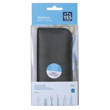 YES Solingen Manicure Reissverschluss-Etui Schwarz 6-teilig