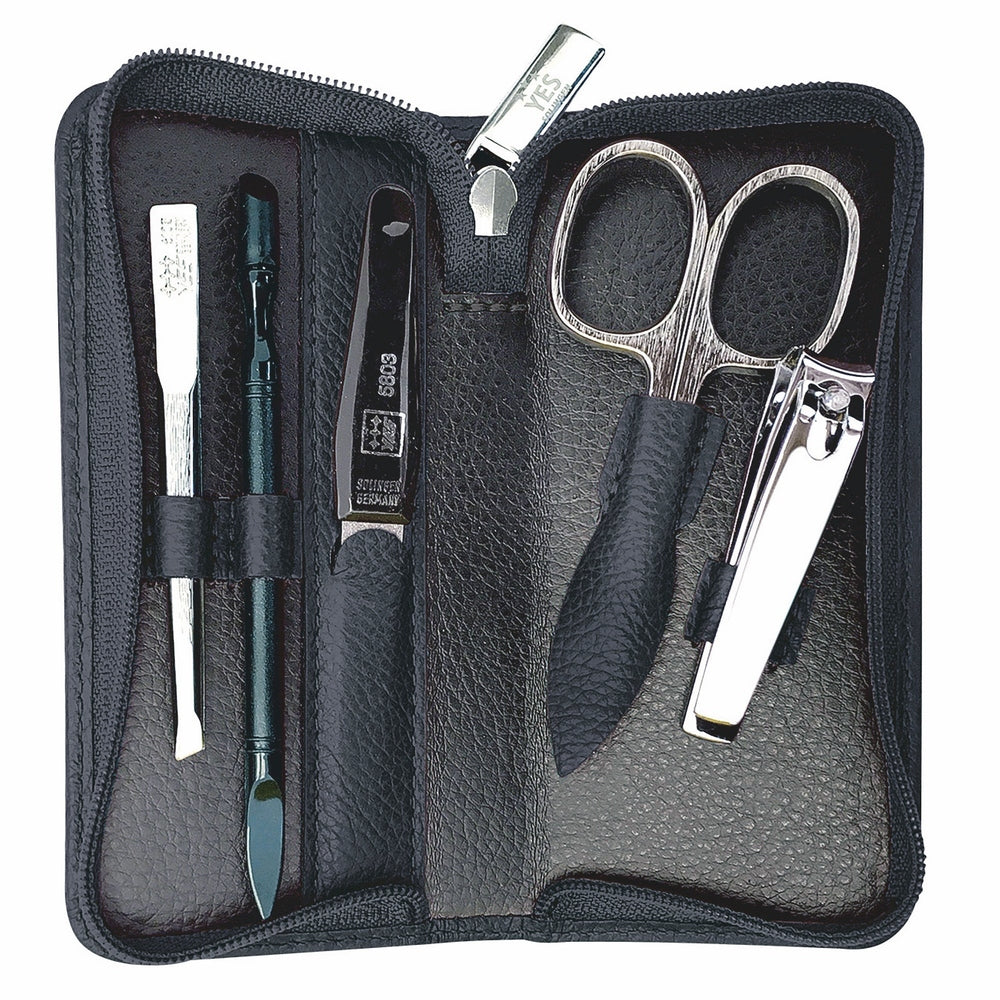 YES Solingen Manicure Reissverschluss-Etui Schwarz 5-teilig