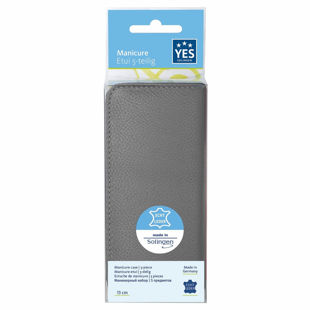 YES Solingen Manicure Reissverschluss-Etui Taupe 5-teilig