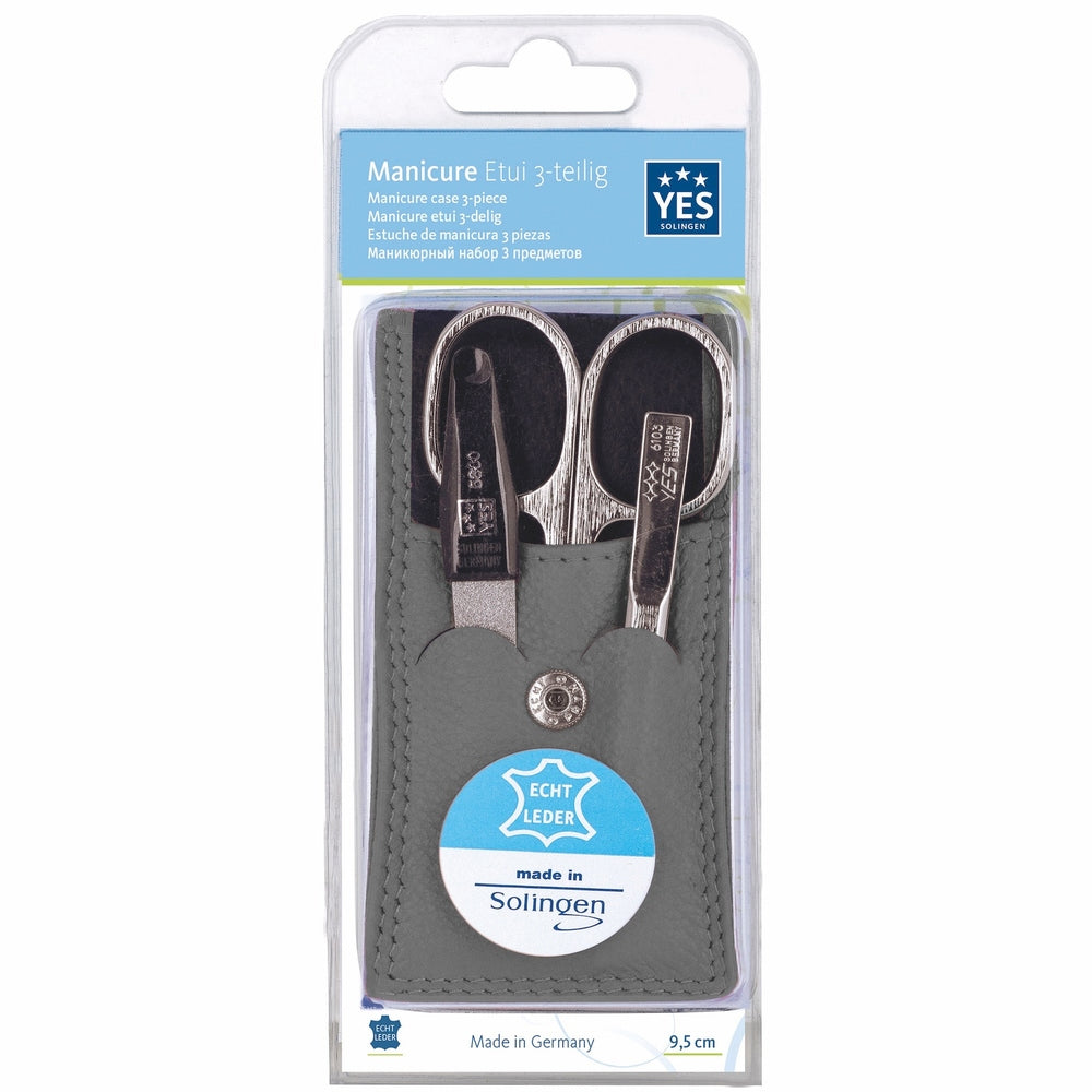 YES Solingen Manicure Taschenetui Taupe 3-teilig
