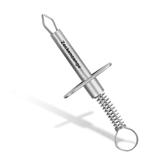 Zeckenzange mit Haltebuegel - rostfreier Edelstahl - ideal geeignet für Haustiere